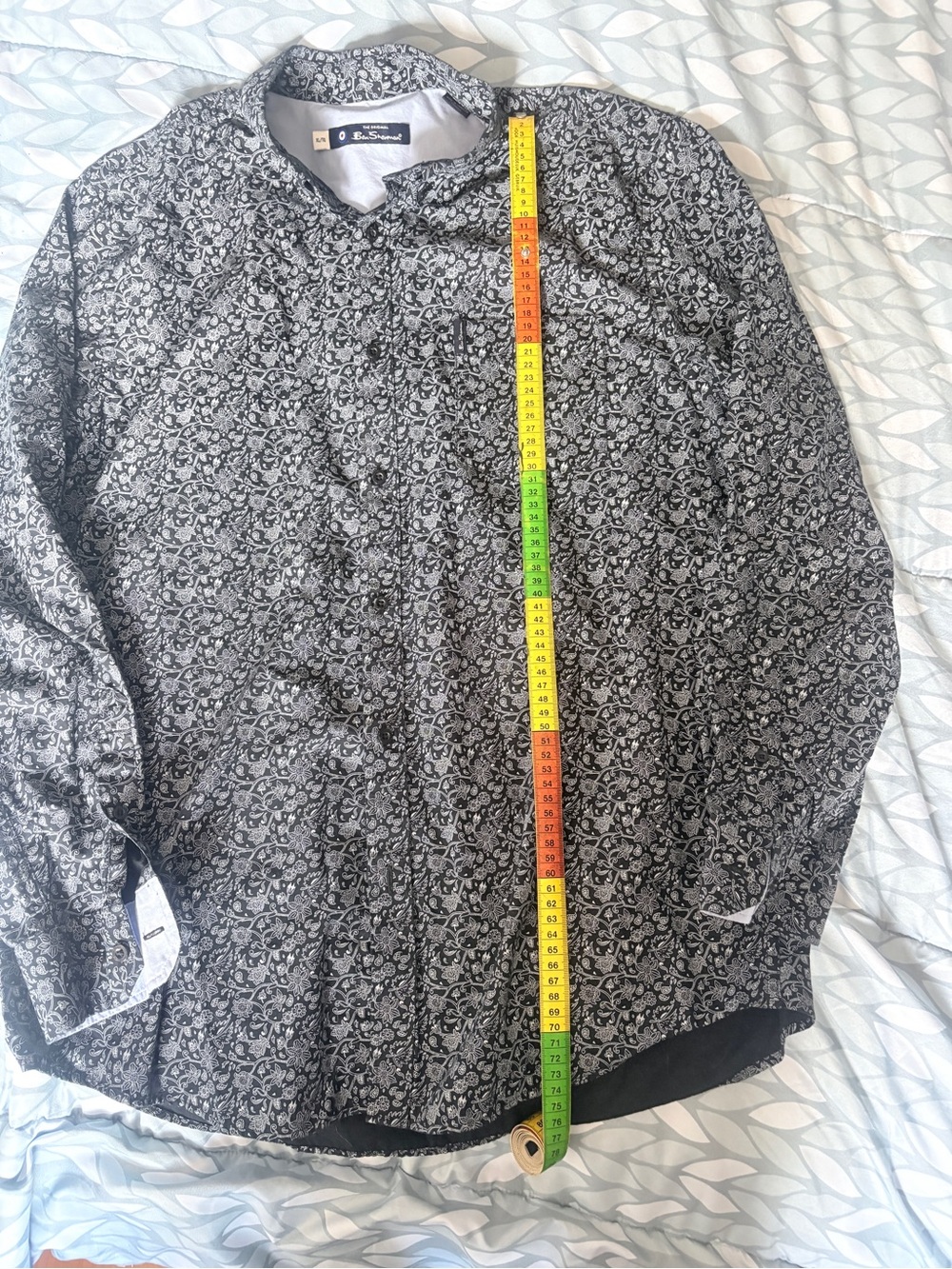 Ben Sherman Black & White Floral Print Button-Down Shirt
